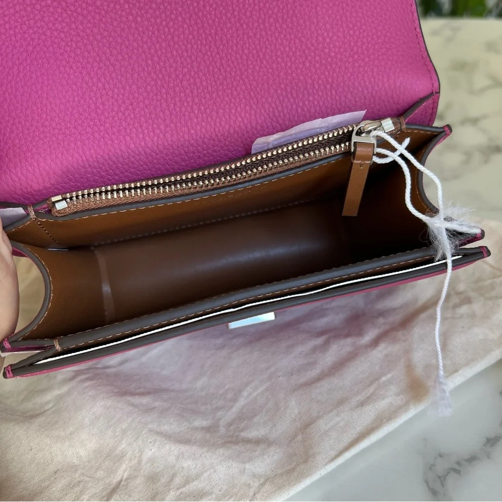 NWT TORY BURCH Small Eleanor Convertible Shoulder Bag In Plumberry Leather Suede - Picture 11 of 14